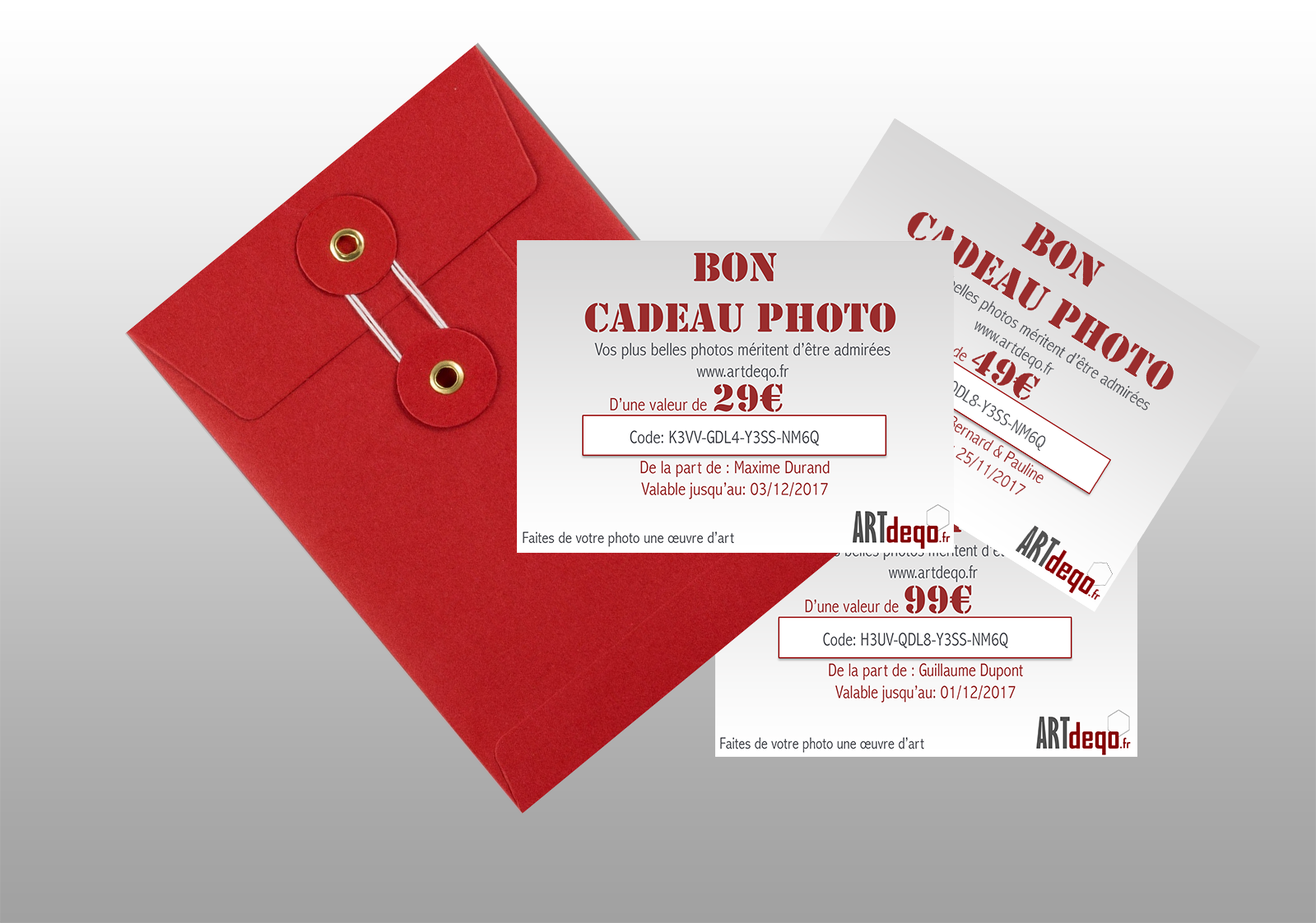 Bon Cadeau Photo Artdeqo pour impression photo et encadrement de qualité